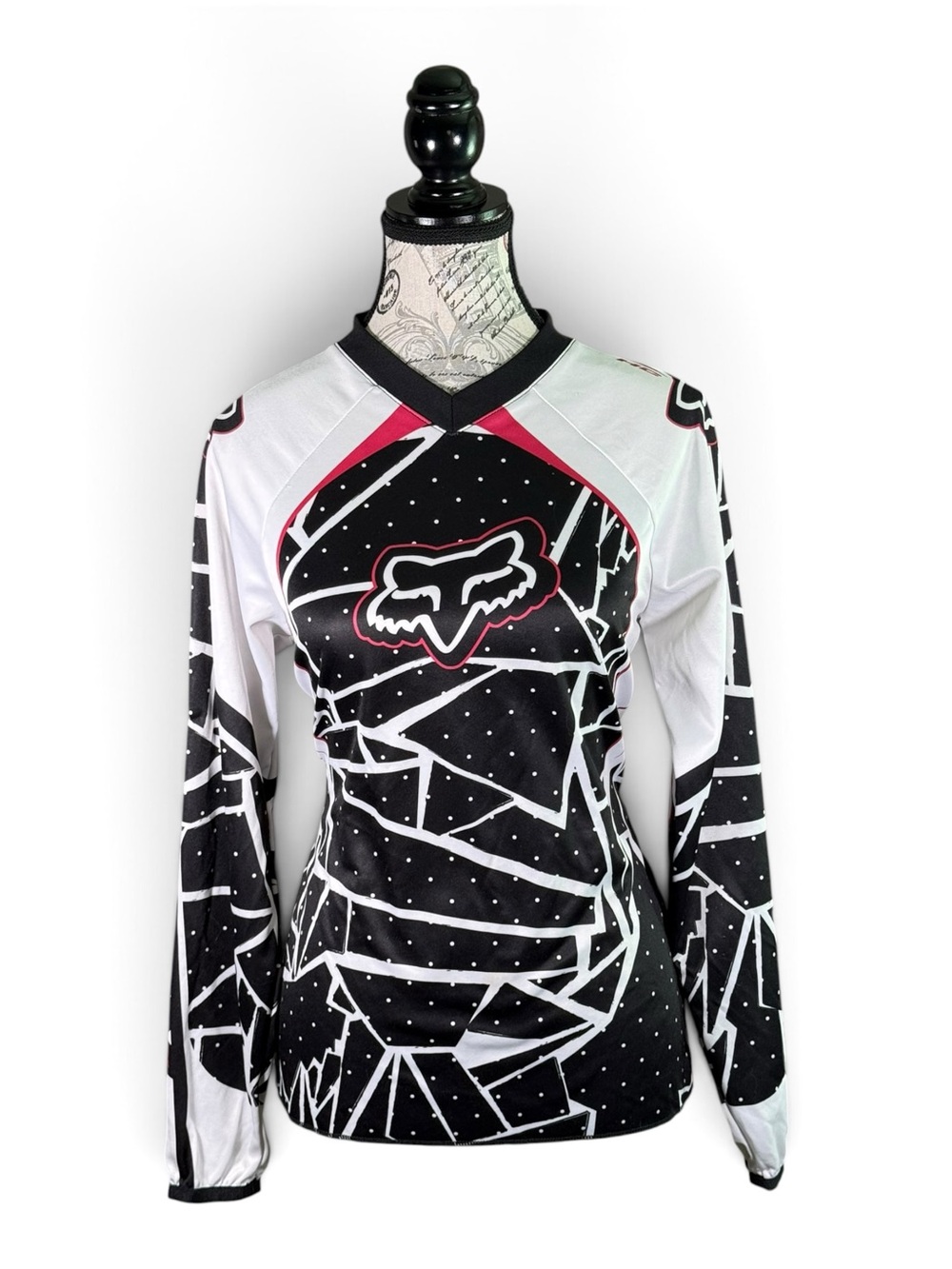 Fox Racing Women’s Long Sleeve Motocross MTB Jersey Black White Pink Style 02119